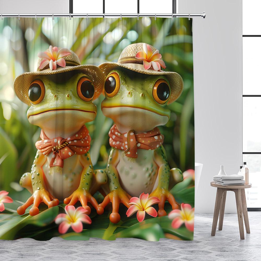 Monika Chen Tropical Tree Frog Shower Curtain Waterproof Easy To Clean Privacy Protection Print Jungle Art Design Vibrant Easy To Clean
