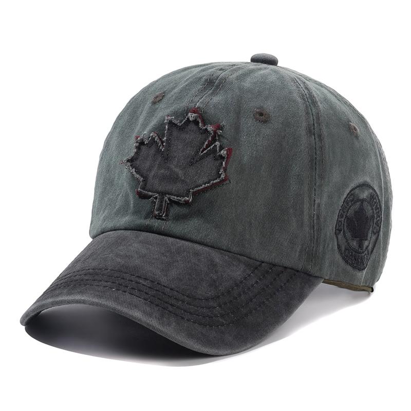 Unisex Washed Cotton Vintage Cap Maple Leaf Embroidery Baseball Caps Men Women Outdoor Sports Hat