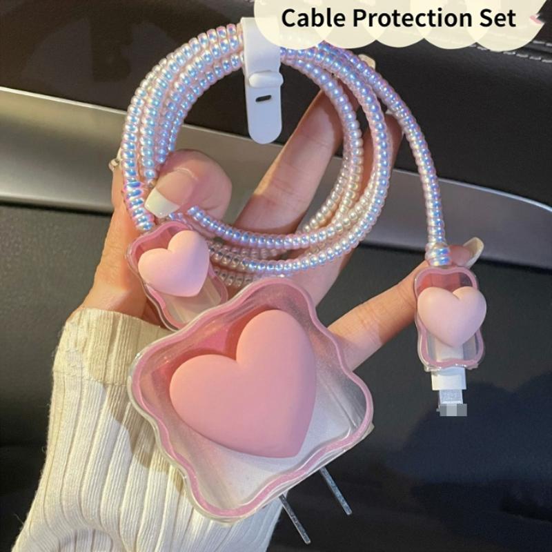 

Розовый комплект защиты кабеля для IPhone 13 13Pro 12 Защита от быстрой зарядки USB-кабель для передачи данных Защитный кабель для линии розовый