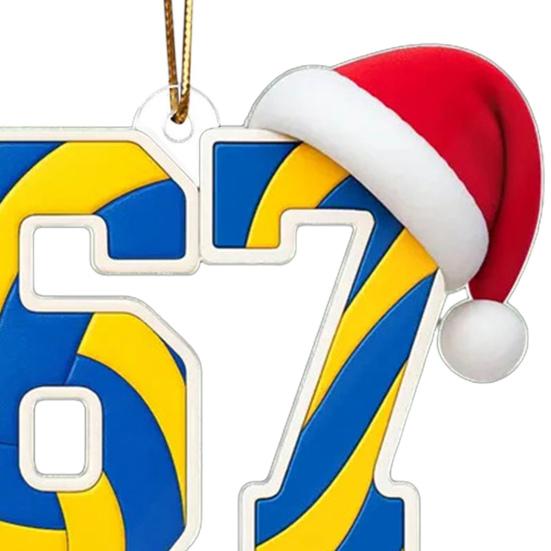 67 Sports Ornaments Novelty Six Seven Christmas Tree Ornament with Sports Ball Theme 2D Acrylic Slang Hanging Decoration for Sport Lovers Teens