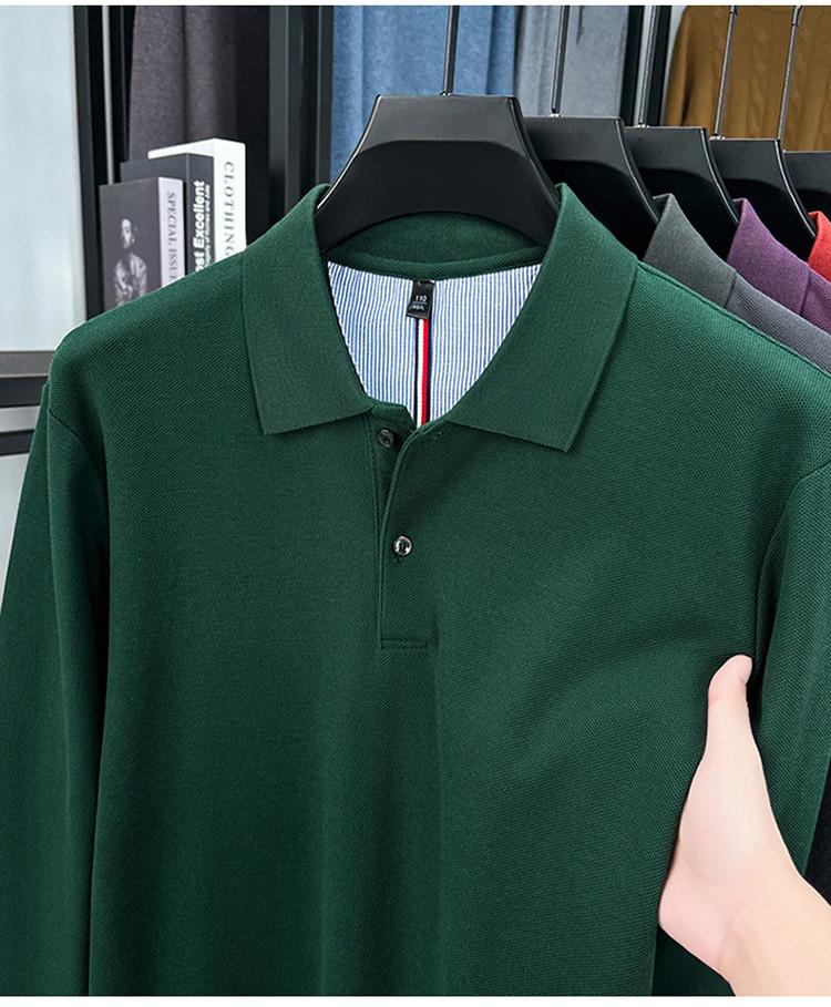 Men's 2026 Spring Breathable Cotton Long-Sleeve Polo Shirt with Side Slits