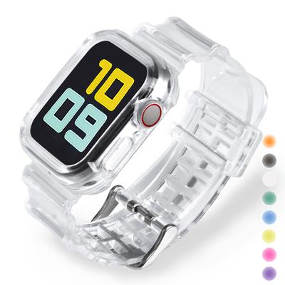 Newest Clear Band + Case for Apple Watch Series 6 SE 5 4 3 2 1 Transparent for Iwatch Strap 38mm 40mm 42mm 44mm Plastic Strap