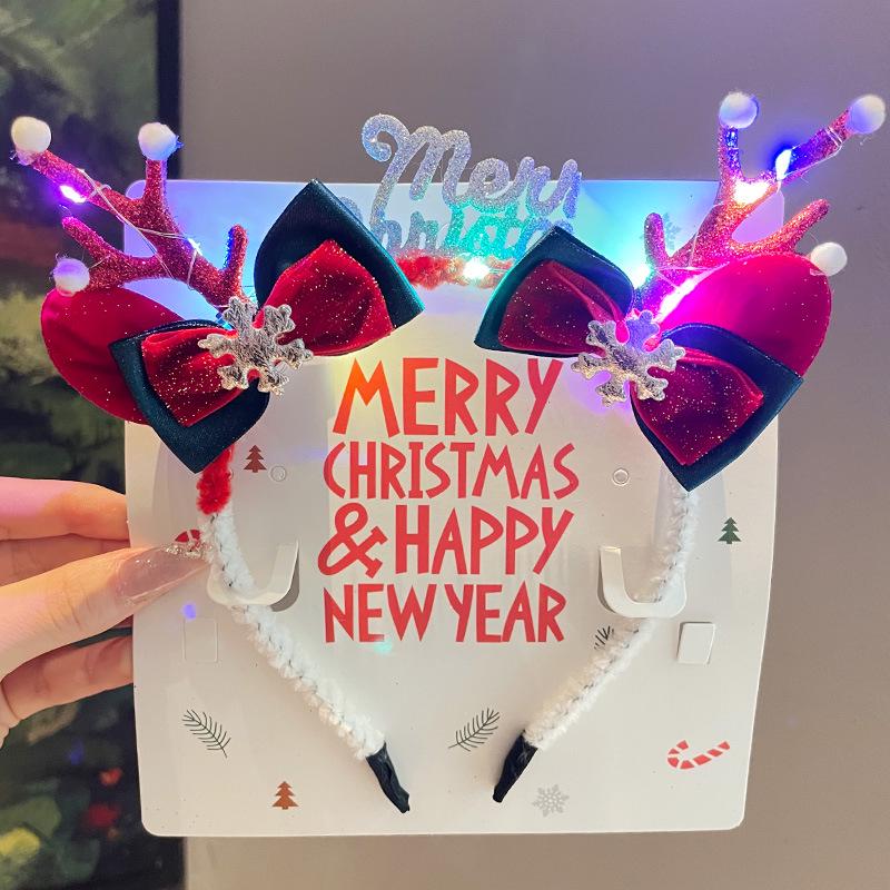 Mori Style Reindeer Antler Headband & Clips - Festive Red Hair Accessories for Women and Children