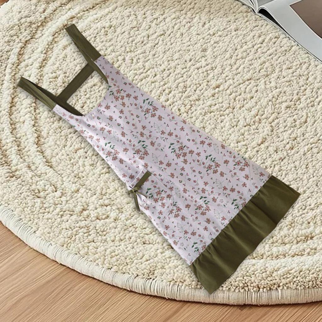 Adjustable Floral Print Cooking Apron with Pockets Stylish Tie-up Work Apron for Women Machine Washable Art Apron