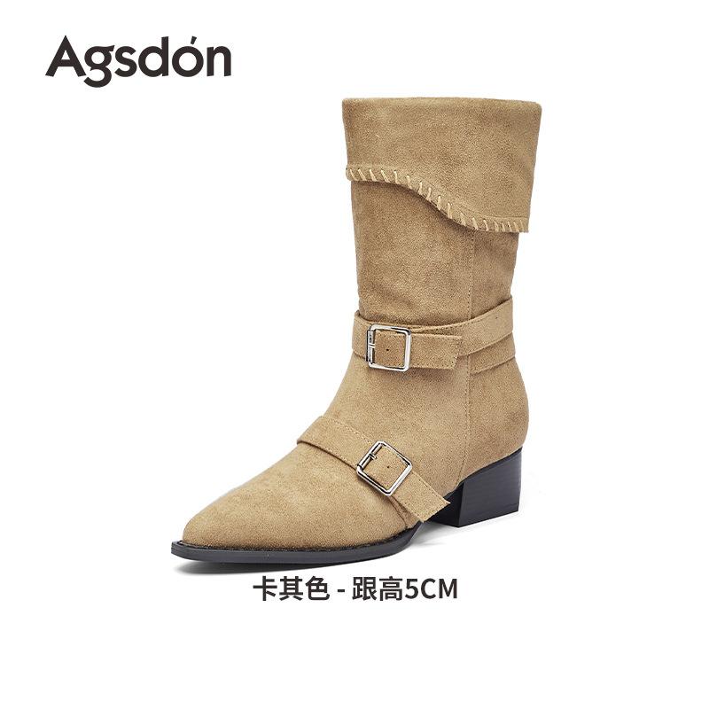 Brown short boots new autumn and winter thick heel Martin boots Maillard pointed fashion single boots 35