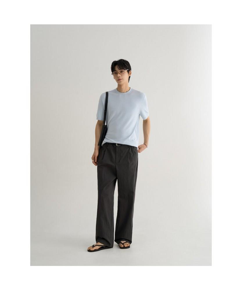 8SECONDS Basic Formal Round Short Sleeve Knit Sky Blue