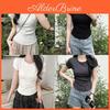Cotton Short Sleeve T Shirt For Women With Pleated Design And Slim Fit For Casual Wear