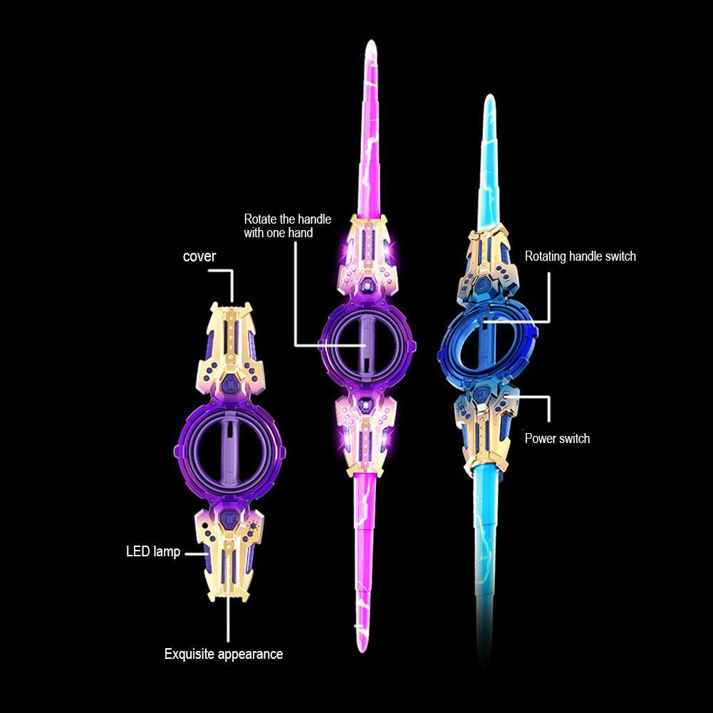 Cool Double-edged Lightsaber With Telescopic Bearings Rotating Cool Lighting And Sound Effects A Boy's Toy Gift