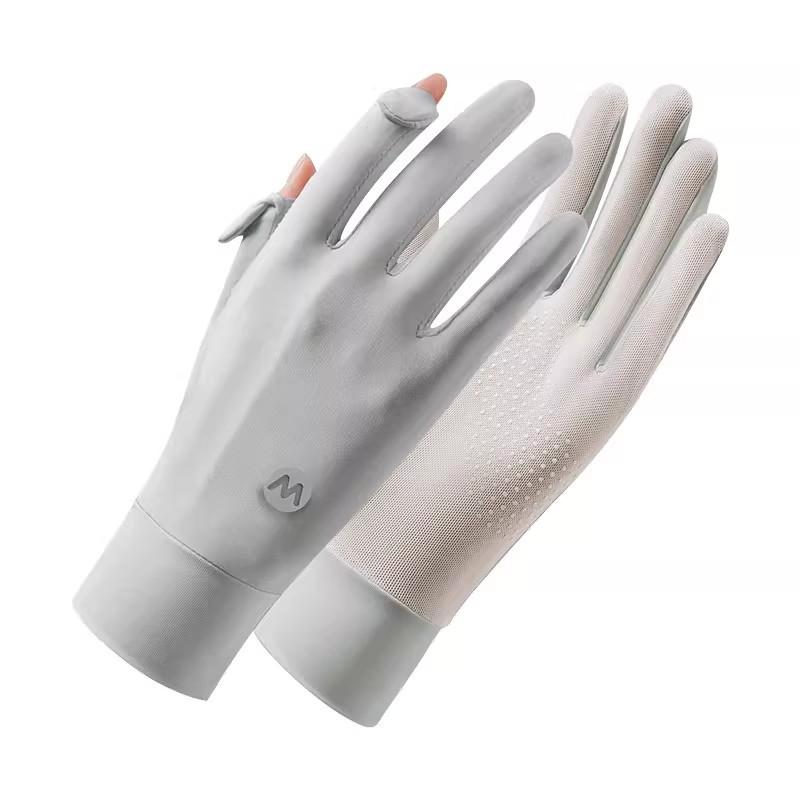 Women's Summer Fingerless UV Protection Gloves - Ice Silk, Non-Slip, Breathable, for Driving