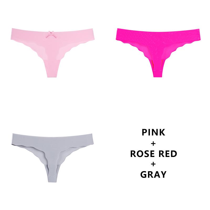3PCS/Lot Seamless Panty Set Underwear T-back Female Comfort Intimates Fashion Ladies Low-Rise Briefs Panties Women Sexy Lingerie