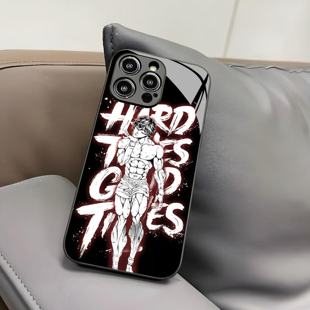 

Anime Baki Phone Case for Iphone 15 14 12 11 13 Pro Max Mini 8 X Xr Xs Puls Black Glass Cover iPhone12