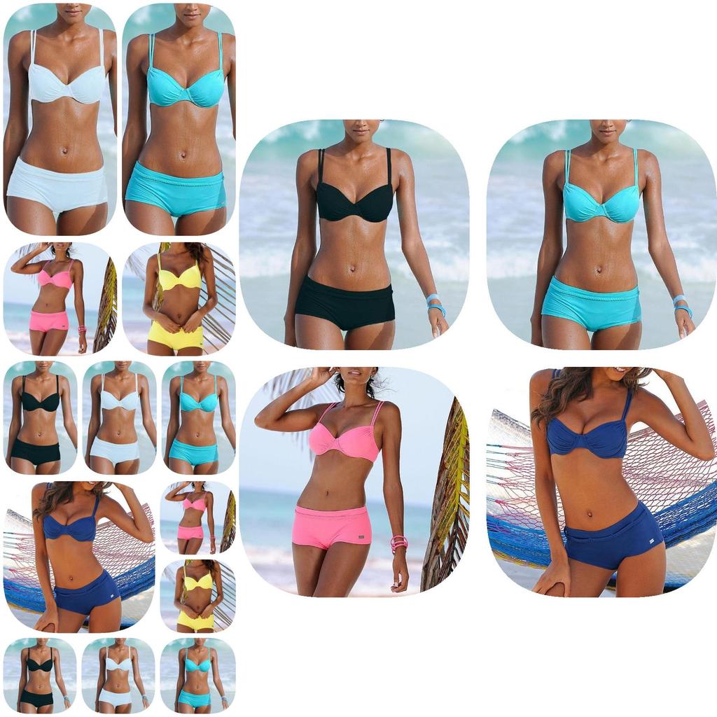 Elegant Solid Color Bikini For Women Sexy Backless Swimsuit With Underwire