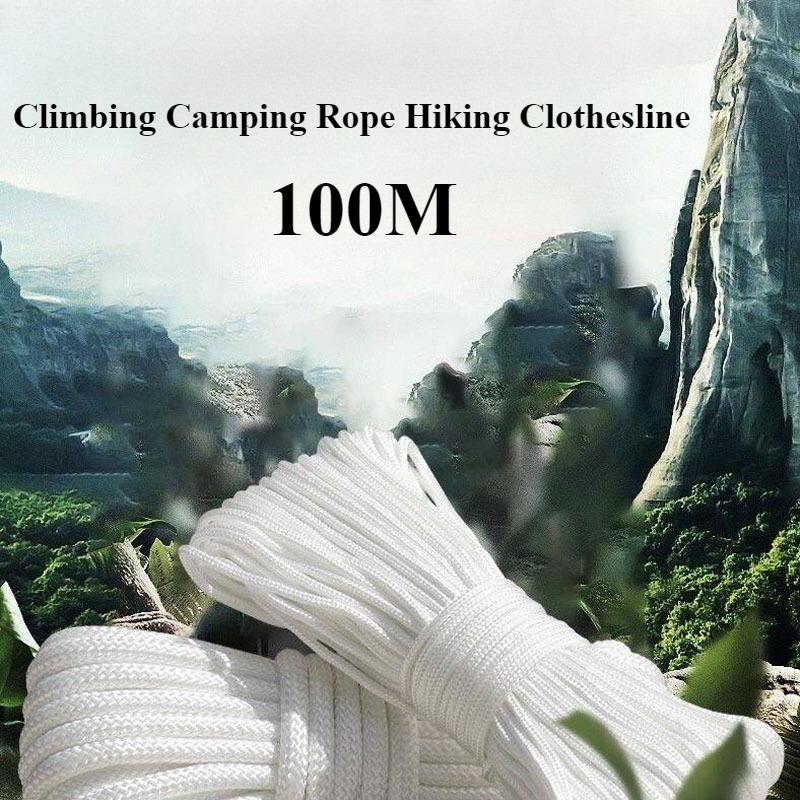 100m Clothesline Outdoor White Multifunctional Ropes Tent Lanyard Strap Multiple Sizes of Ropes Strong Rope Outdoor Accessories