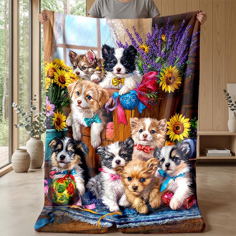 Playful Kittens Scene Theme blanket Lightweight Warm Flannel Blanket Decorative Throw Blanket for Home Decoration