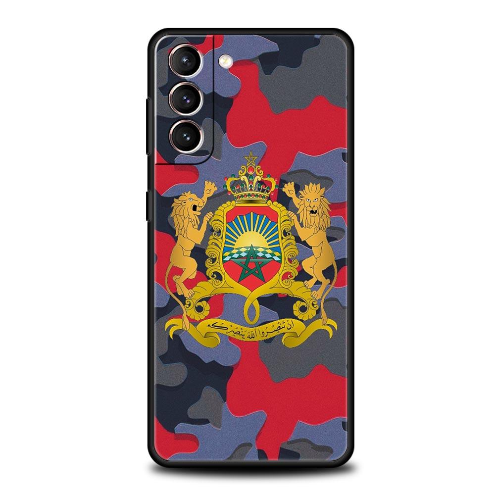 Bandiera Marocchina Maroc Marocco Custodia per Telefono Passaporto Per Samsung Galaxy S26 Ultra S25 Plus S24 FE S23 S22 5G S21 S20 Cover Nera Morbida