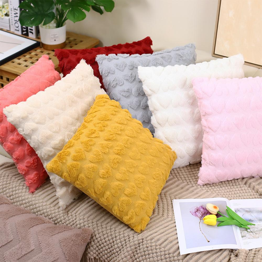 Modern Solid Color Love Plush Throw Pillow Cover,Valentine's Day Cushion Cover, Home,Room,Bedroom,Living Room,Sofa Decor