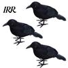 Halloween Theme Party Decor Realistic Crows Figurine, Lifelike Feathered Raven Statue for Haunted House, Scary Creepy House Ornament Props,