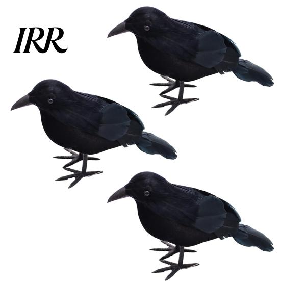 Halloween Theme Party Decor Realistic Crows Figurine, Lifelike Feathered Raven Statue for Haunted House, Scary Creepy House Ornament Props,