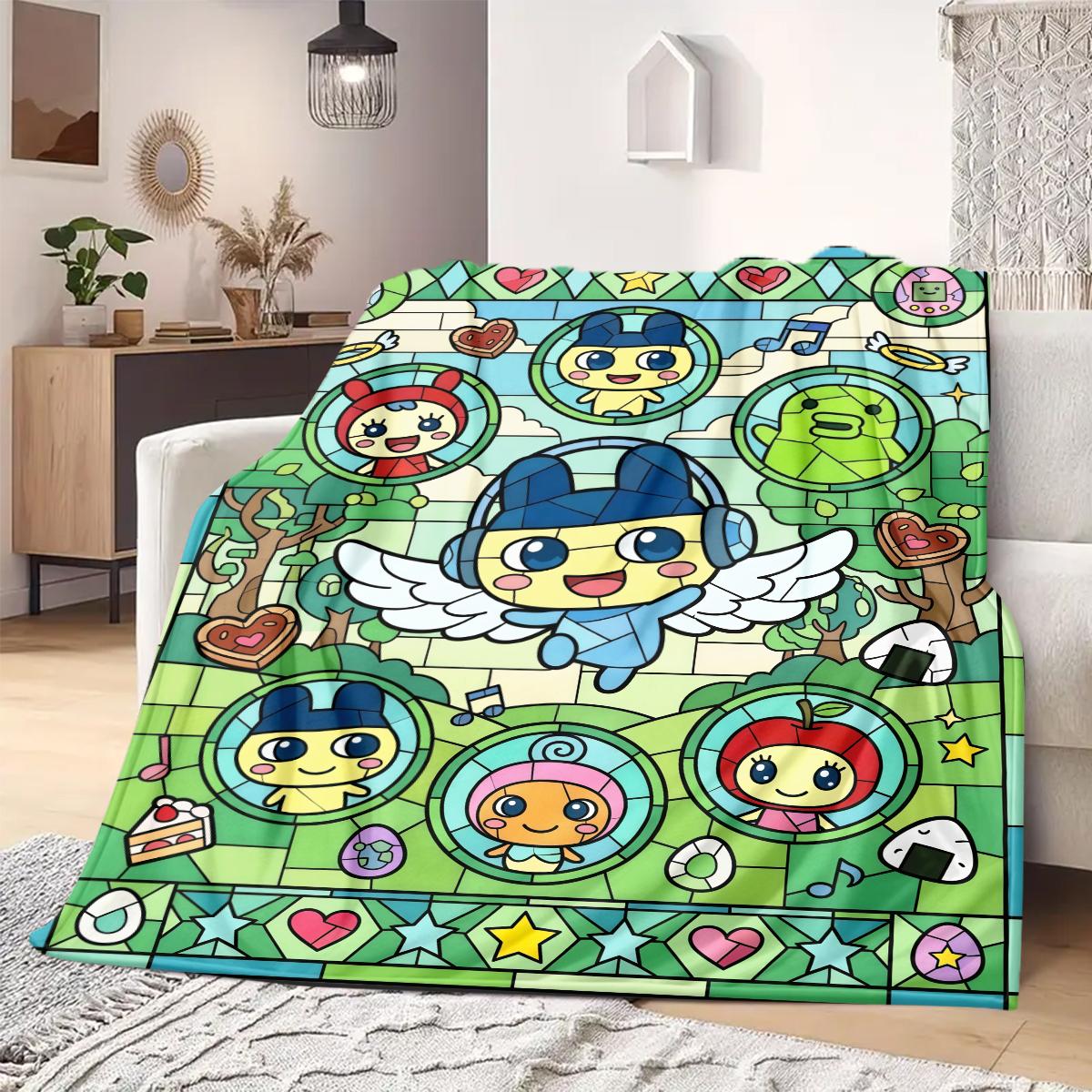 Tamagotchi Anime Print Blanket Warm  Comfortable Flannel Blanket Suitable for Bedrooms, Sofas, Beds, Chairs, Picnics, Travel 75x90cm