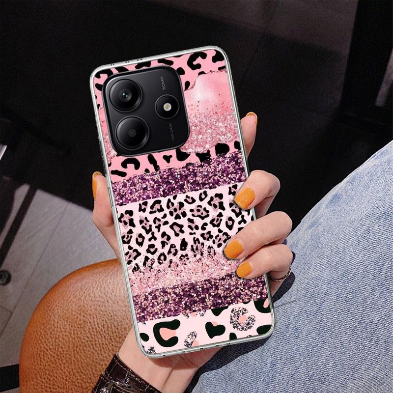 Pink Leopard Print Phone Case For Xiaomi Redmi Note 15 14 13 12S 12 11 Pro Plus 14S 11S 11E 10 10S 11T 5G Personalized Cover Red