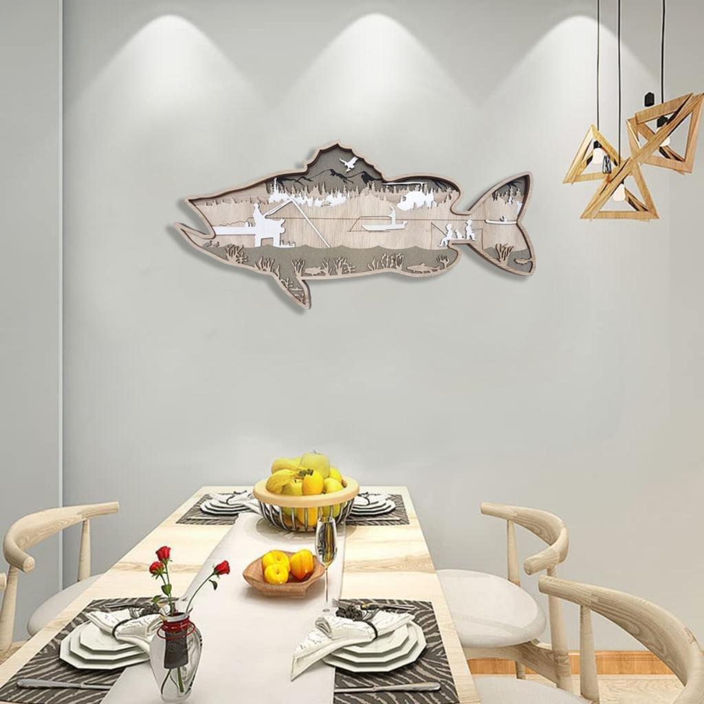 3D Wall Room Indoor Outdoor Decor Art Multi-Layered Wood Art - Widelife Nature Mountain Landscape for House Warming Birthday Christmas Gifts Display