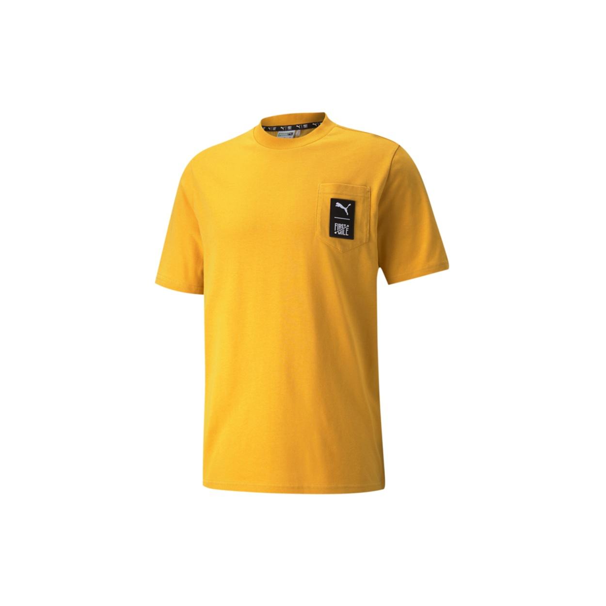 PUMA x FIRST MILE Crossover Pocket Small Label Solid Color Sports Short Sleeve Yellow Men s 532337-37 XL