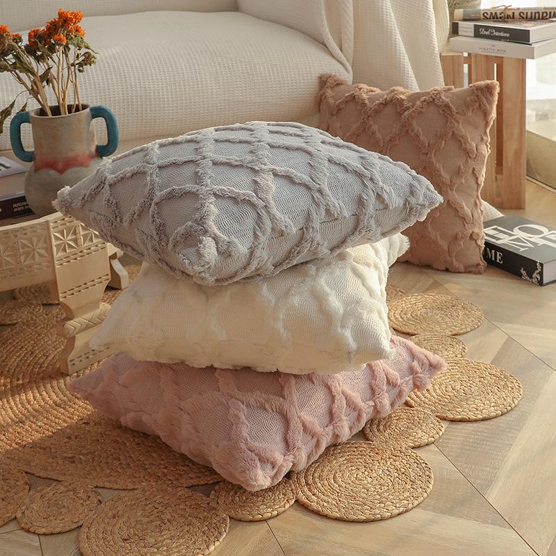 Soft Plush Cushion Cover 45x45cm - Nordic Style Pillowcase for Chair, Couch & Living Room, Stylish Home Decor Essential