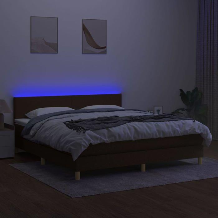 Maison Exclusive - Sommier à lattes de lit matelas et LED Marron foncé 180x200 cm