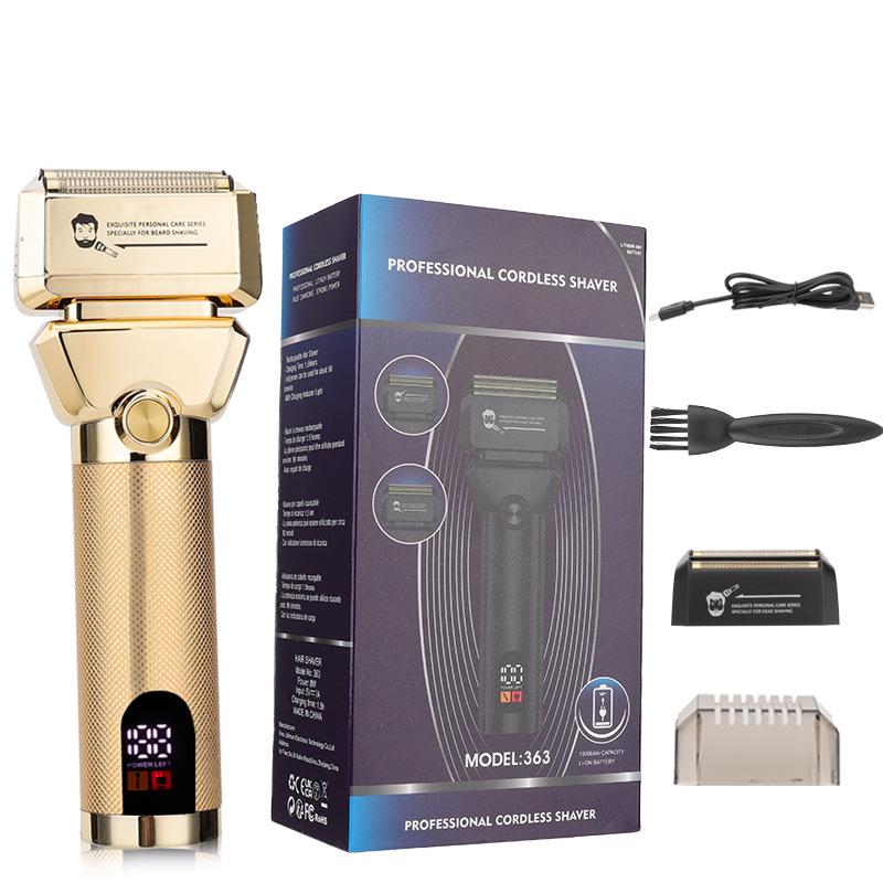 Dual-Blade Electric Shaver & Whitening Device for Men - Bald Head Hair Clipper & Razor золотой