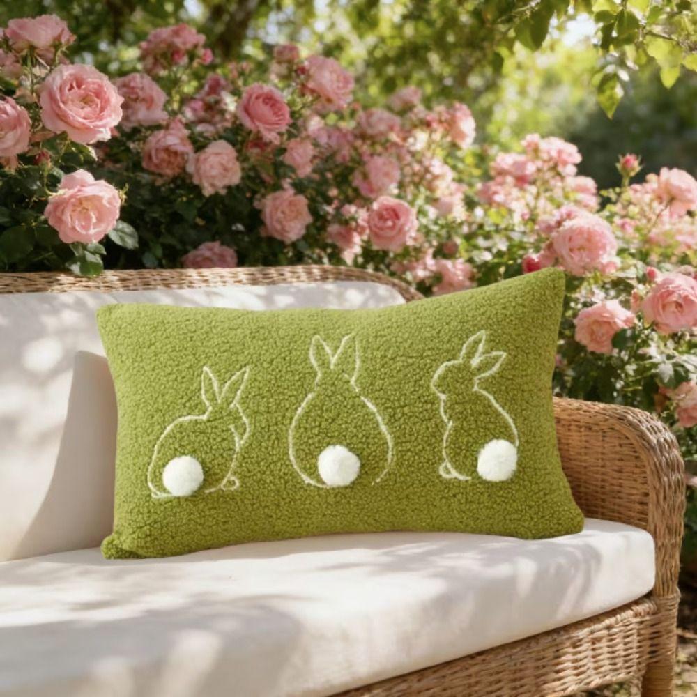 Hidden Zipper Rabbit Pillow Case Plush Pillowslip Cartoon Easter Bunny Pillow Cover  Holiday