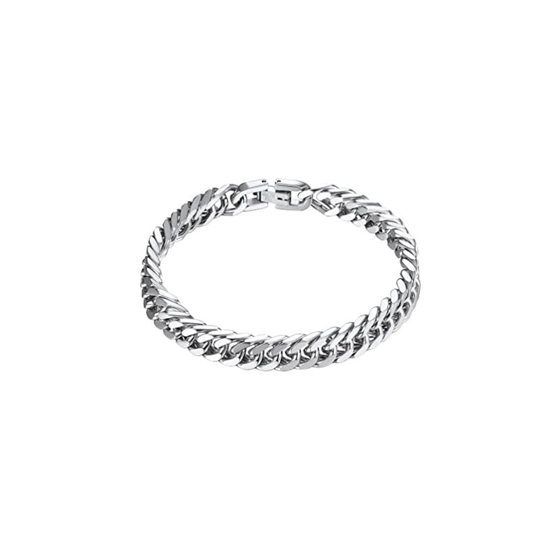 PROSTEEL Men's Stainless Steel Cuban Link Bracelet, 8mm Wide, 19cm, Hypoallergenic, Stylish, Casual