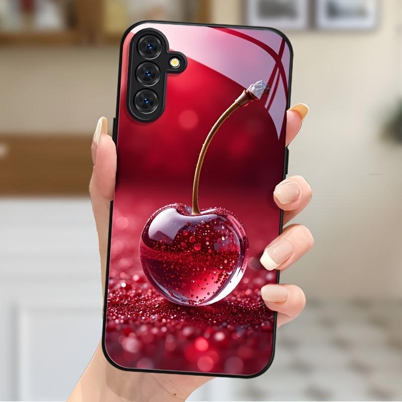 Samsung S26ULTRA Phone Case A90 Cherry S24 Tempered Glass A16 Black S25 Protective Case A07