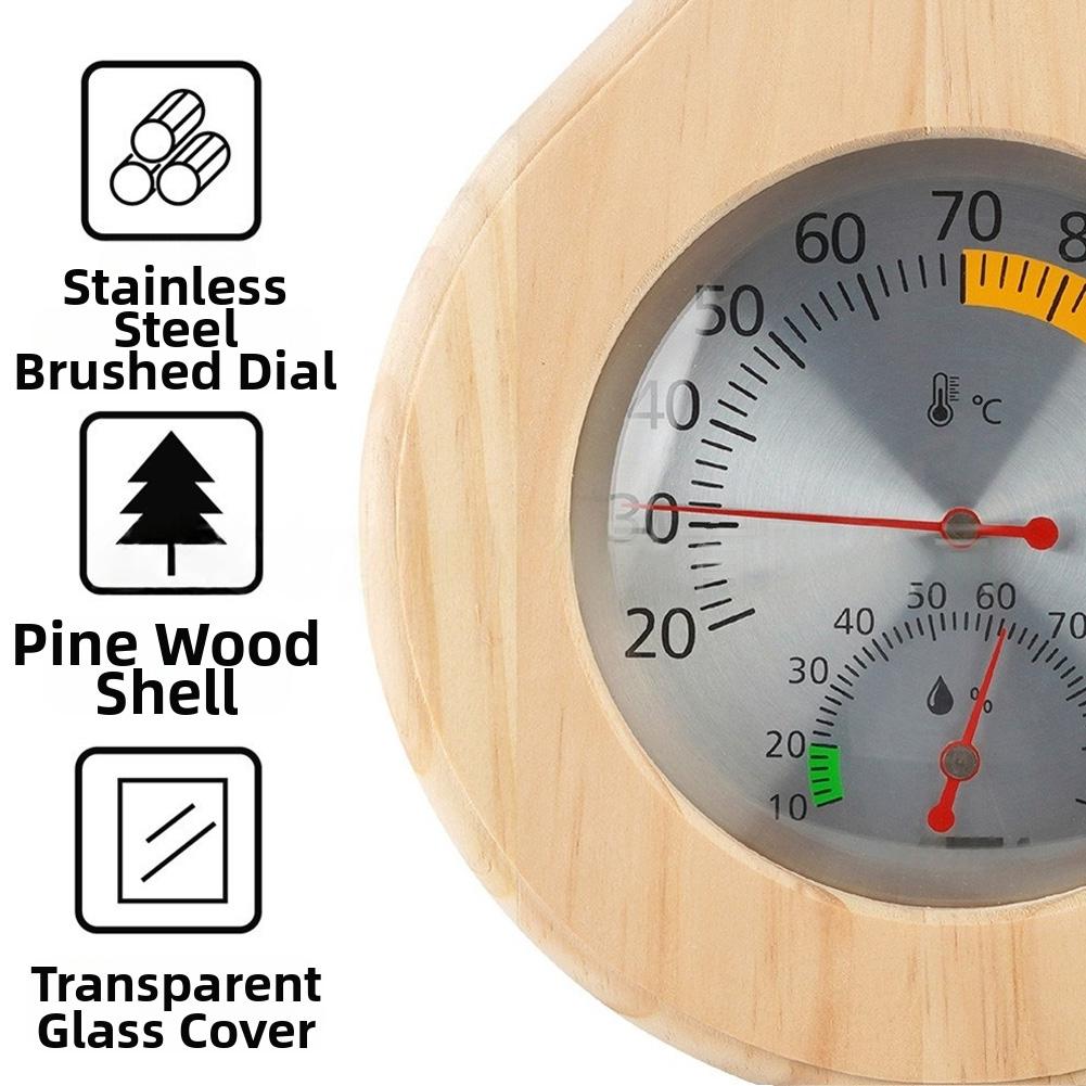 Sauna Wall Hygrothermograph for Indoor Temperature and Humidity Tracking Built with For Durable Wood and Copper Materials