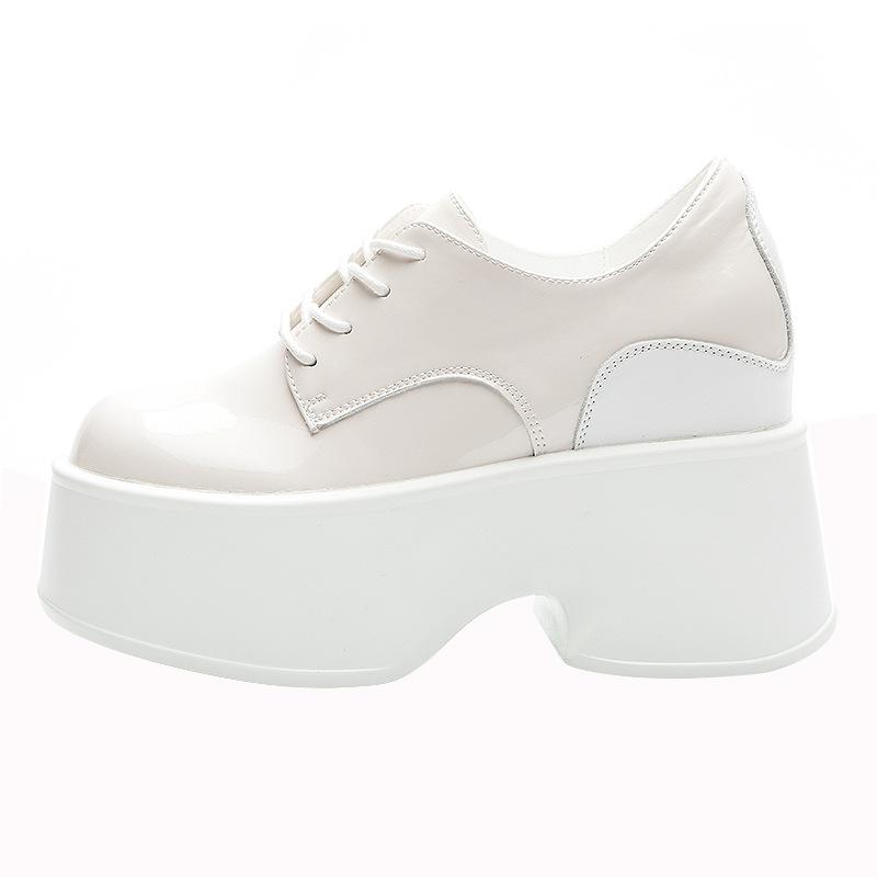 Casual Shoes Women's 2025 New Platform White Shoes Women's Inner Height Increased by 11 Cm Ultra-high Small Leather Shoes Muffin Thick Sole