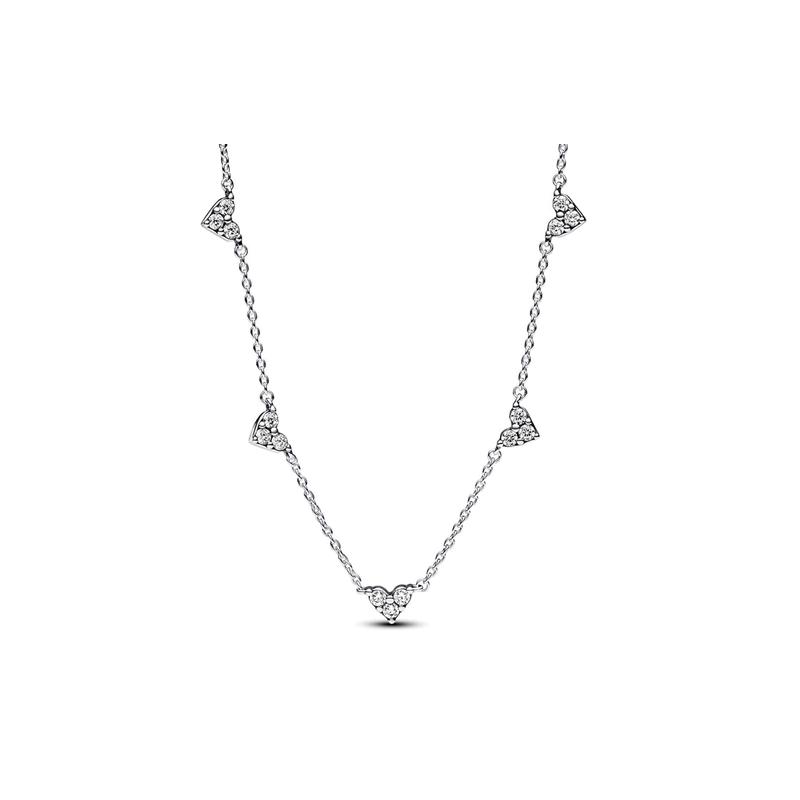 Pandora Heart Shape Design 925 Silver Cubic Zirconia Necklace Women s Silver 393160C01 серебряный