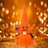 Luminous Ghost Face Halloween Doll Figurine with Rudolph Pendant for Window Display.