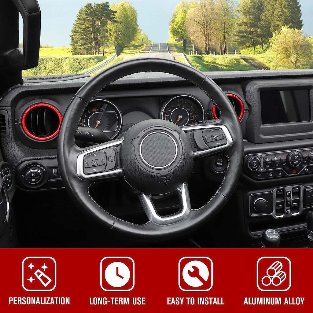 Decorative Air Vent Ring for 18-23 Jeep Wrangler JL JLU Center Console