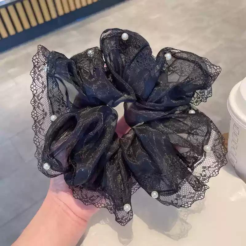 

Тканевое кружево жемчуг резинка для волос в виде толстой кишки женская французская мода универсальный головной цветок темпераментный головной убор аксессуары для волос с высоким чувством