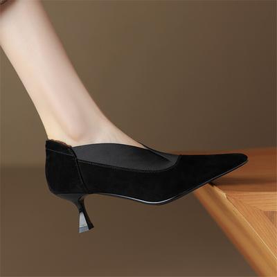 Fashion Hot New Spring Sheep Suede Women Shoes Pointed Toe Plush Women Pumps Shoes for Women High Heels Deep Mouth Loafers Zapatos Mujer