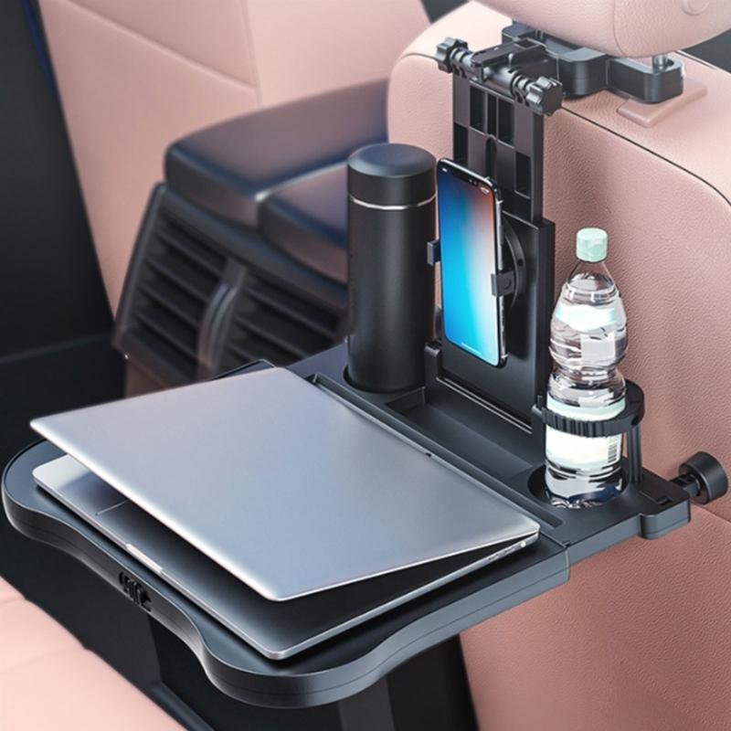 Portable Vehicle Dining Board Quick Fold Designs Foldable Table for Rear Seats Secure for Laptops Plates Travel Use