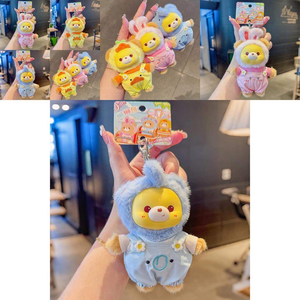 Rabbit Elephant Hat Bear Plush Keychain With Soft Fabric And Adorable Face For Bag Charm And Gift