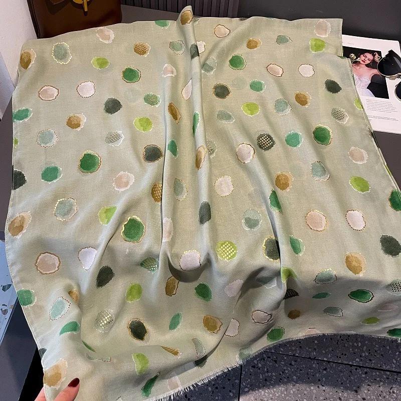 Women Lurex Polka Dot Fringe Cotton Viscose Shawls Scarf Lady High Quality Thin Wrap Beach Stole Bufandas Muslim Hijab 180*90Cm