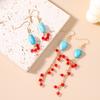 Ethnic Bohemia Turquoise Drop Earrings for Women Girls Crystal Dangle Earrings Summer Beach Jewelry Gifts