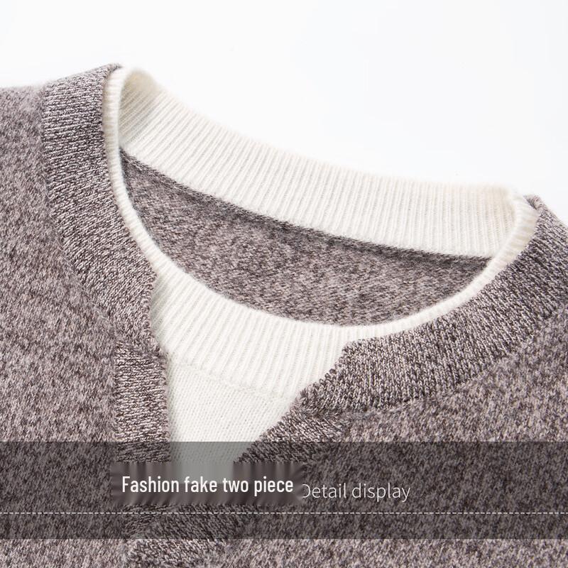 Men's Faux Two-Piece Thickened Warm Wool Blend Sweater