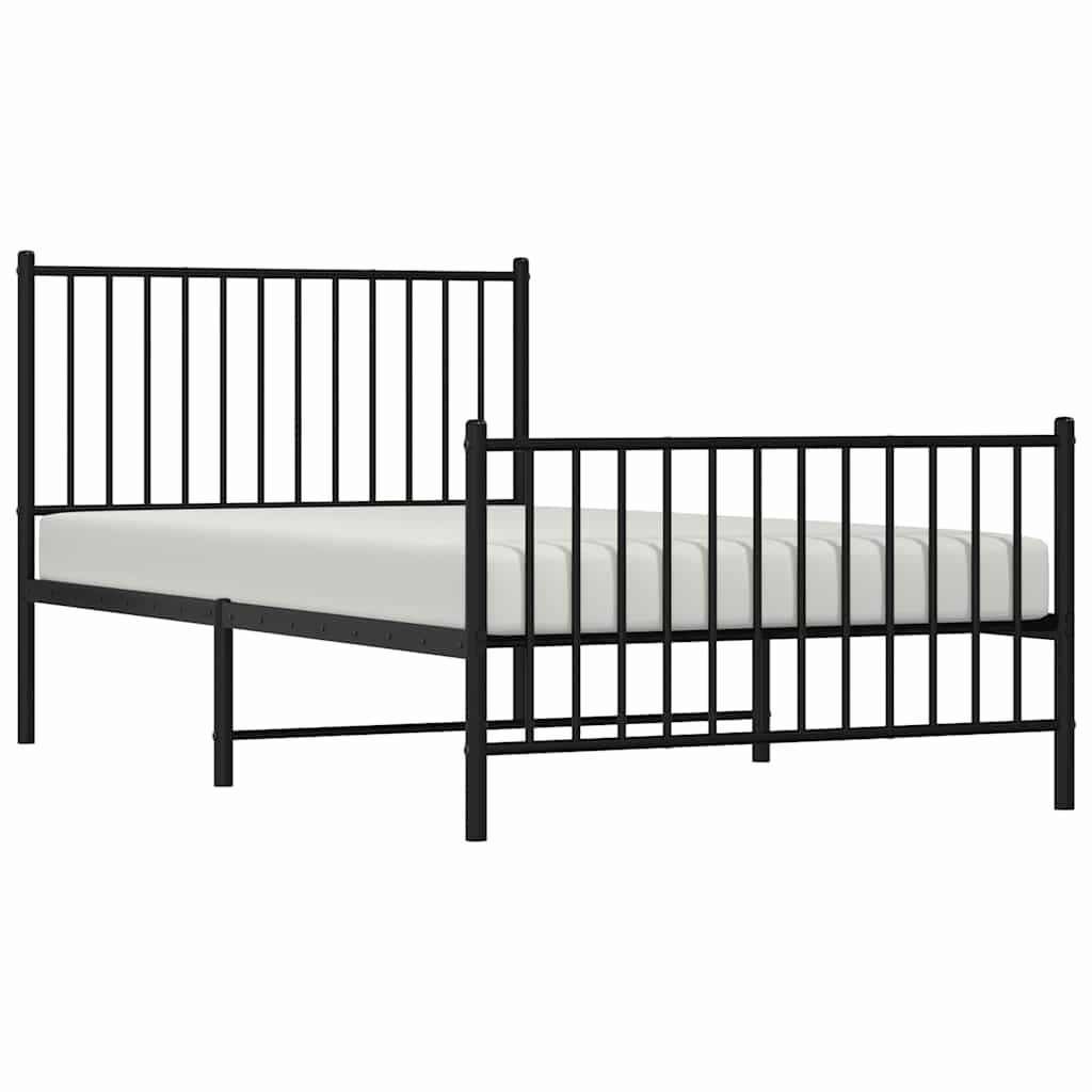 Vidaxl Struttura Letto in Metallo con Testiera e Pediera, Nera, 100X190Cm