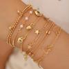 Hot-selling creative pieces inlaid with rhinestones, twists, imitation pearls and other multi-shape bracelet sets, women's stacked jewelry