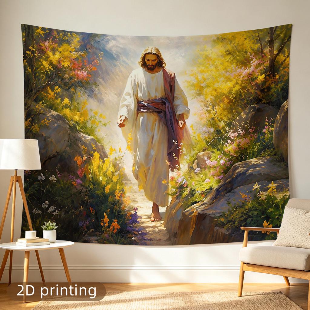 Inspirational Jesus Christ Biblical Tapestry Wall Art Canvas Mural Religious Home Decor Christian Sanctuary Hanging Print Decor