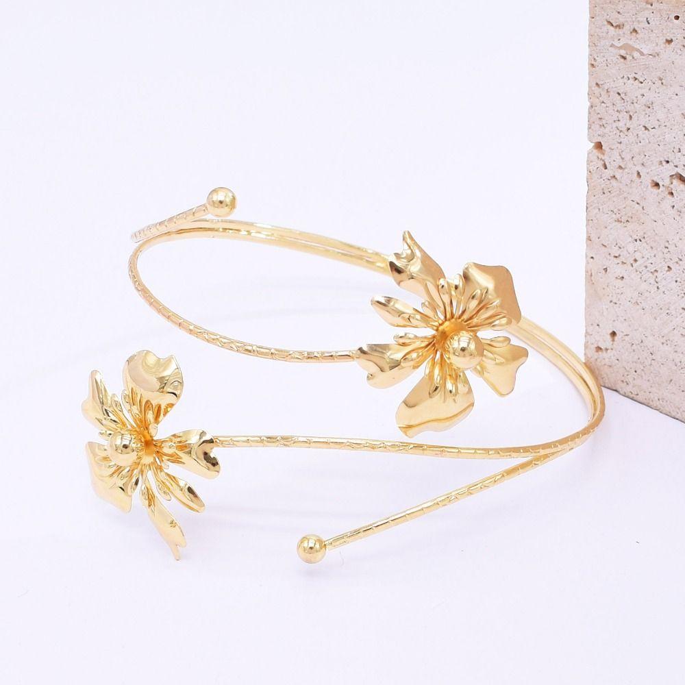 Floral Open Arm Bangle Hollow Out Arm Ring Elegant Gold Jewelry  Arm Accessories