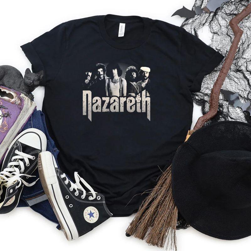 

NAZARETH BAND Классическая футболка Мужская футболка Модная принтовая футболка Дамы Повседневная Харадзюку Графическая футболка с коротким рукавом Футболка Fem