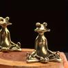 Bronze Meditation Frog Statue Retro Copperware Incense Socket Zen Frog OrnamentsTea Pet for Home or Office Desktop Decoration